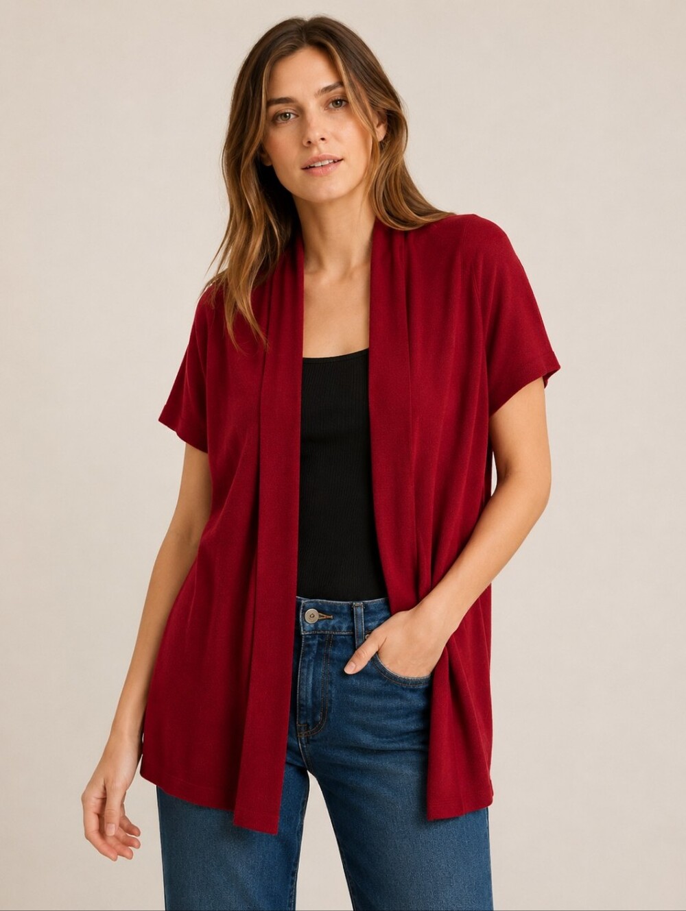 Colour Works Red Cardigan Sz M